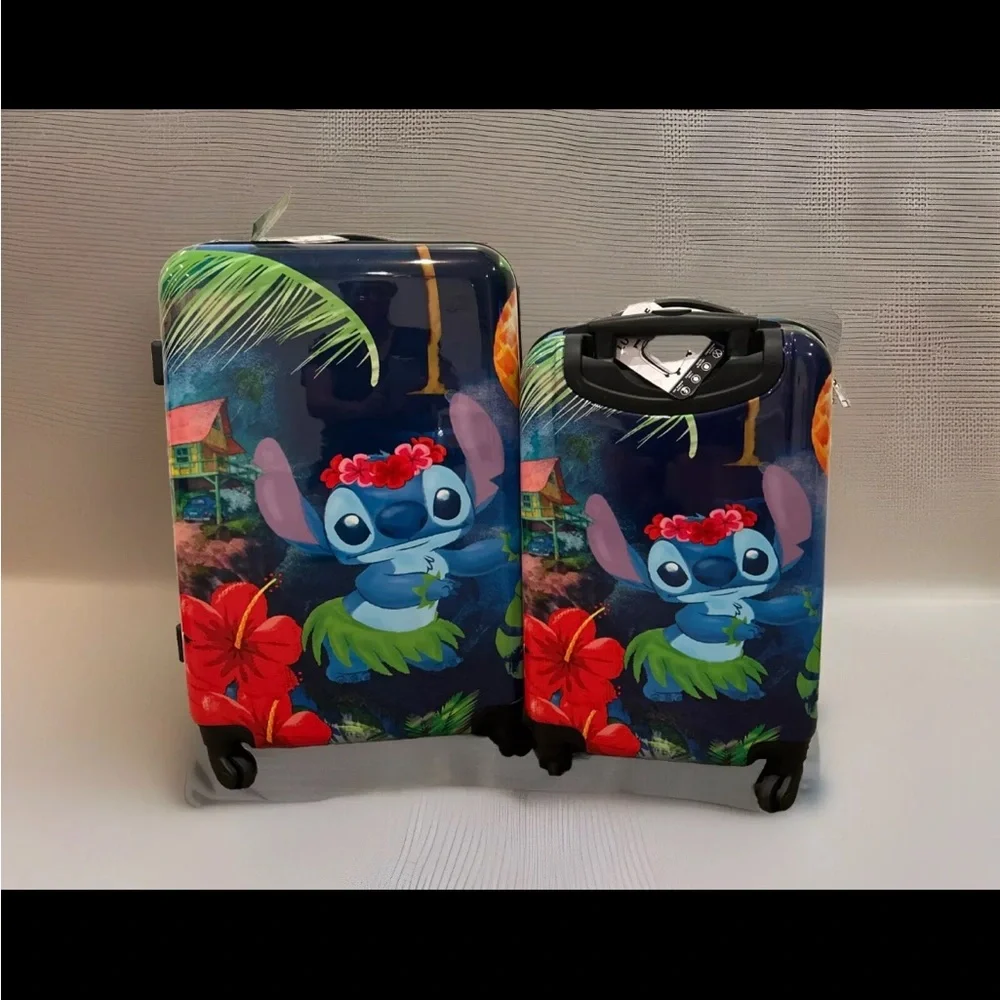 Disney Lilo STITCH Hardside Luggage Suitcase Spinner Hawaiian Luau 20” & 24”